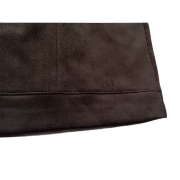 NWT LOFT Faux Suede Suedette Olive Green Mod Silver Mini Skirt 0 xs s 2 - Picture 4 of 9